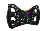 Conspit 280FR formula sim racing wheel, front view with rev lights and rotary rings lit