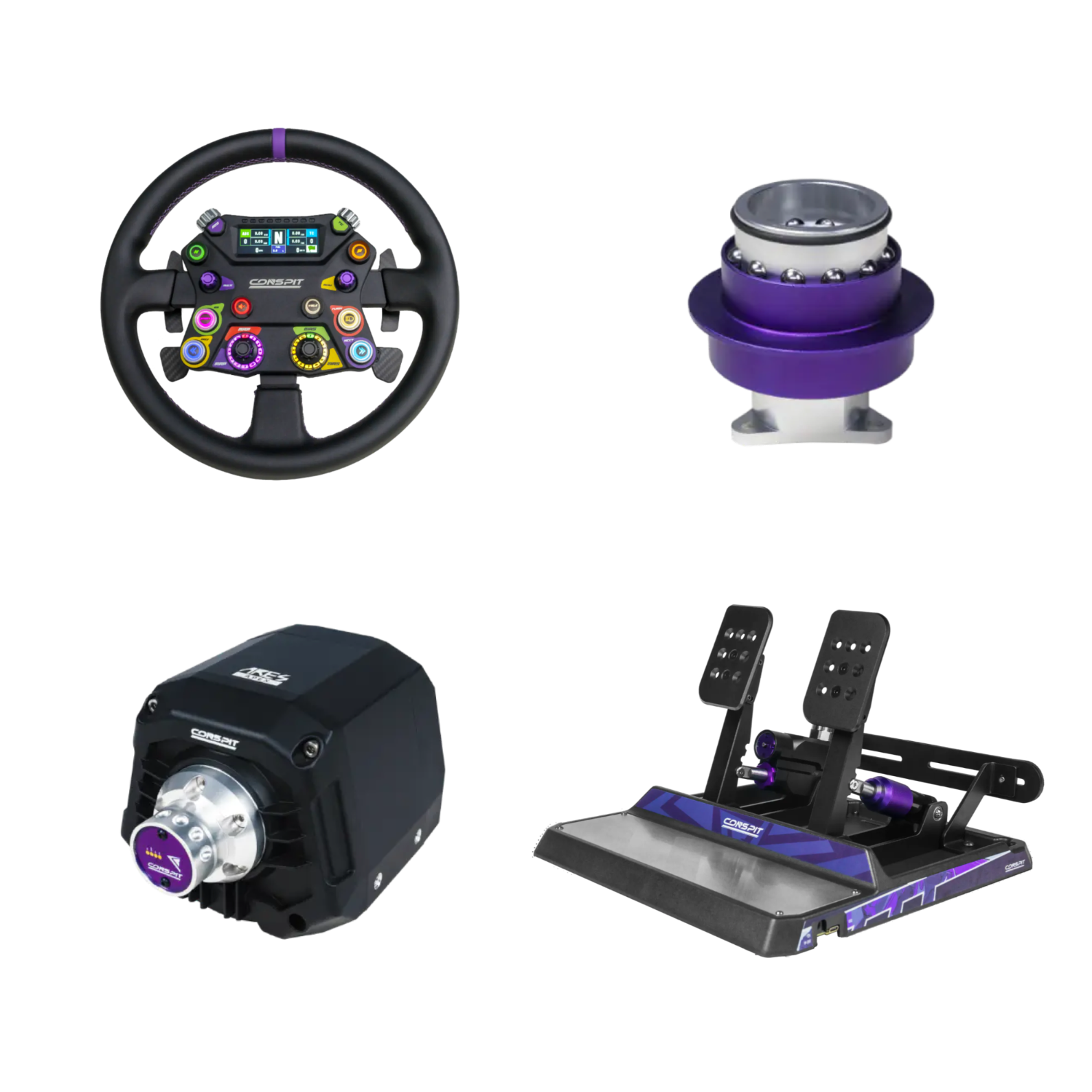 Conspit APEX Bundle with 310 APEX wheel, ARES APEX wheelbase, CDR quick release and CPP APEX 2 pedals