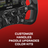 Black steering wheel with controls on a red background, featuring the brand 'Forte'.