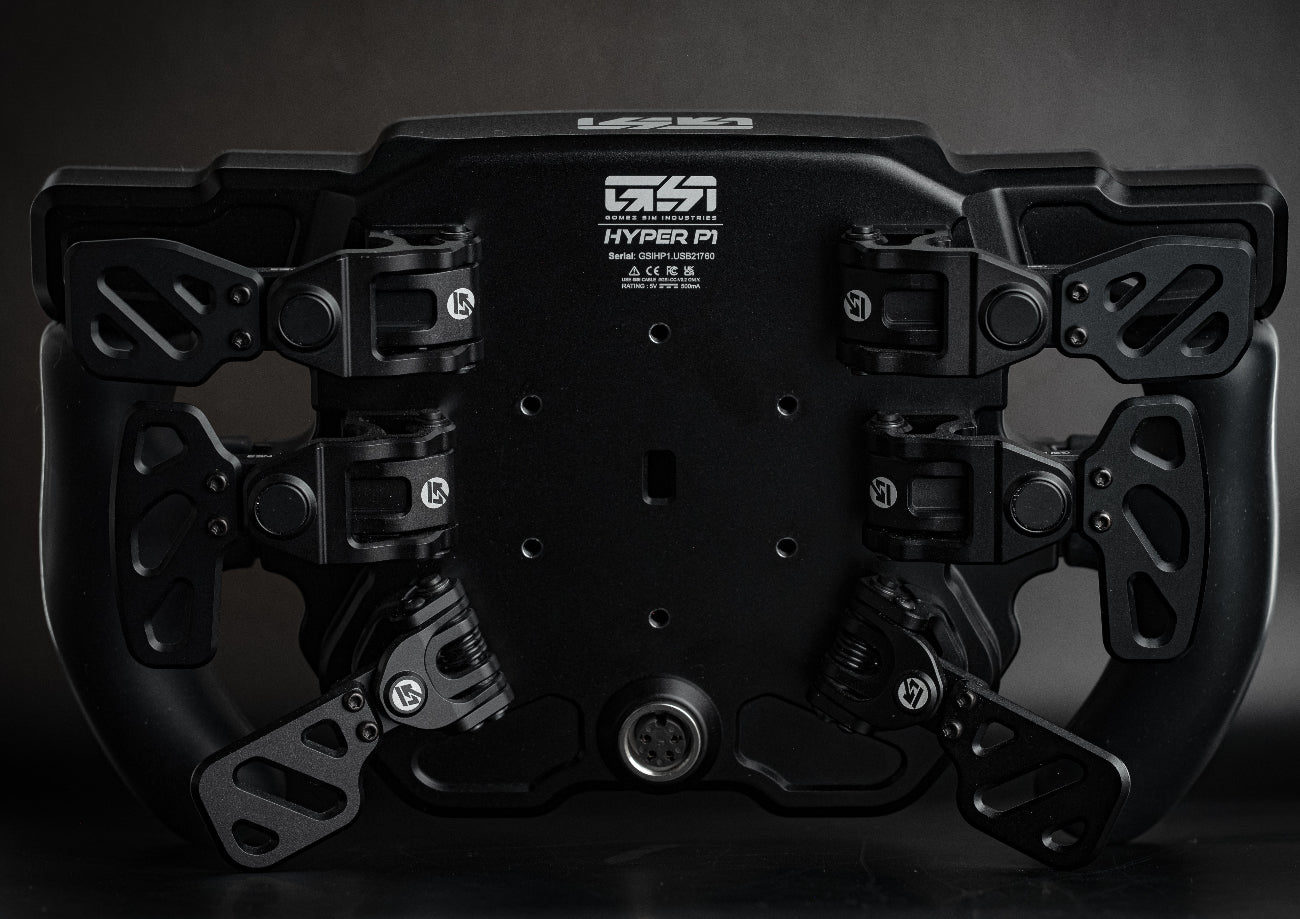 GSI Hyper P1 back highlighting mounting points and 6 paddles for gears and clutch